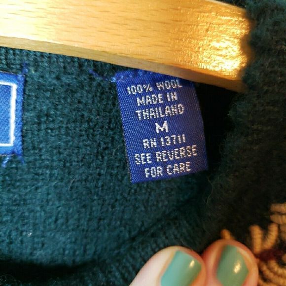 Karen Scott Sweater Womens Button Up Embroidered Wool Cardigan Green Size Medium - Picture 5 of 10